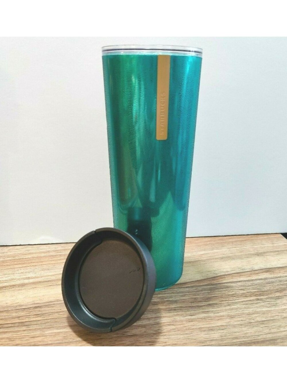 Starbucks 2013 16oz Tumbler Acrylic Bubble Metallic Teal Green Travel Coffee Mug